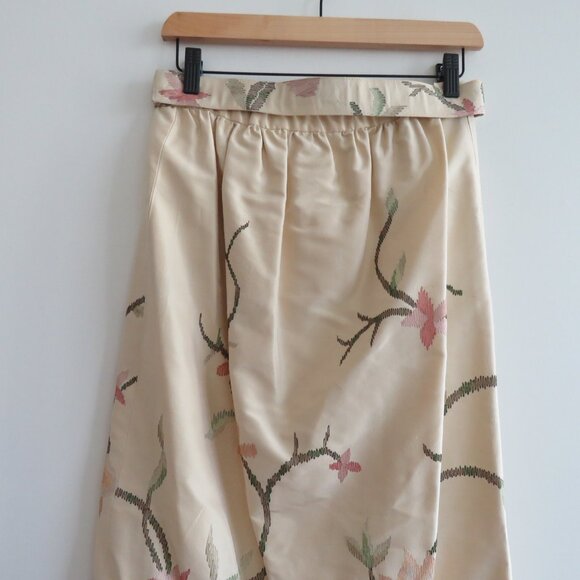 VINTAGE OSCAR DE LA RENTA Tafetta Floral Embroidered Maxi Skirt Wedding - US 4 - Picture 11 of 15